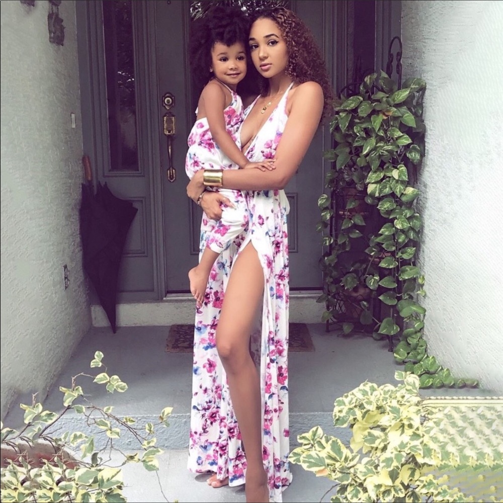 NEW Mommy and Me White/Pink/Blue Floral Maxi Dress
